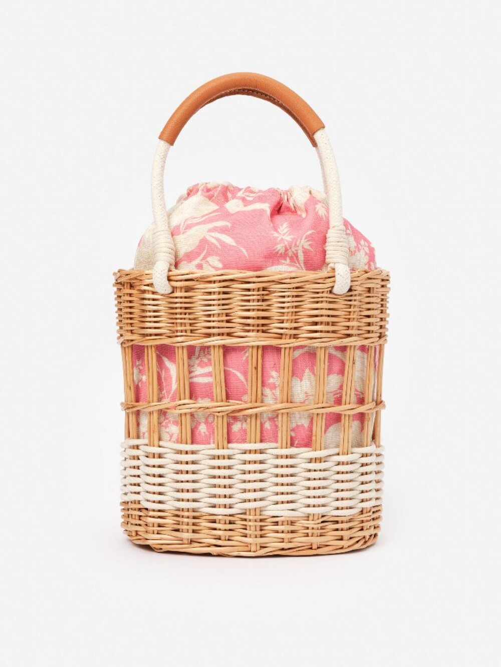 J McLaughlin The Caryl Wicker Handbag in Giardino Toile - Natural/Pink NEW